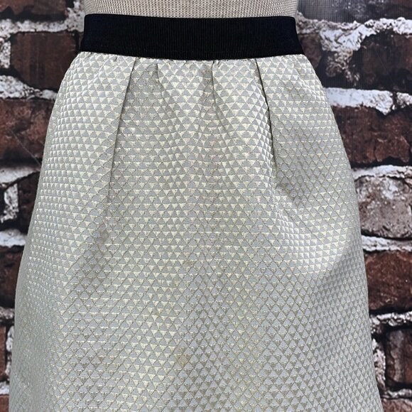Anthropologie Ganni Mini Skirt Programme Triangle Pockets Gray Gold Medium M - Picture 5 of 14